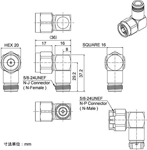 Amazon | アンテナテクノロジー L字 N型変換コネクタ 接栓 NP to NJ CC
